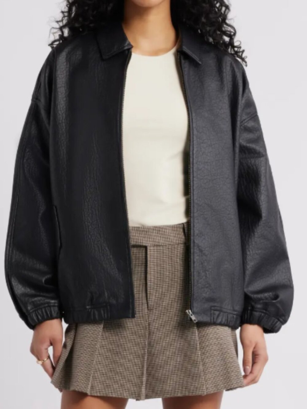 Open Edit Oversize Faux Leather Jacket – Black – Womens L/XL – Good Condition